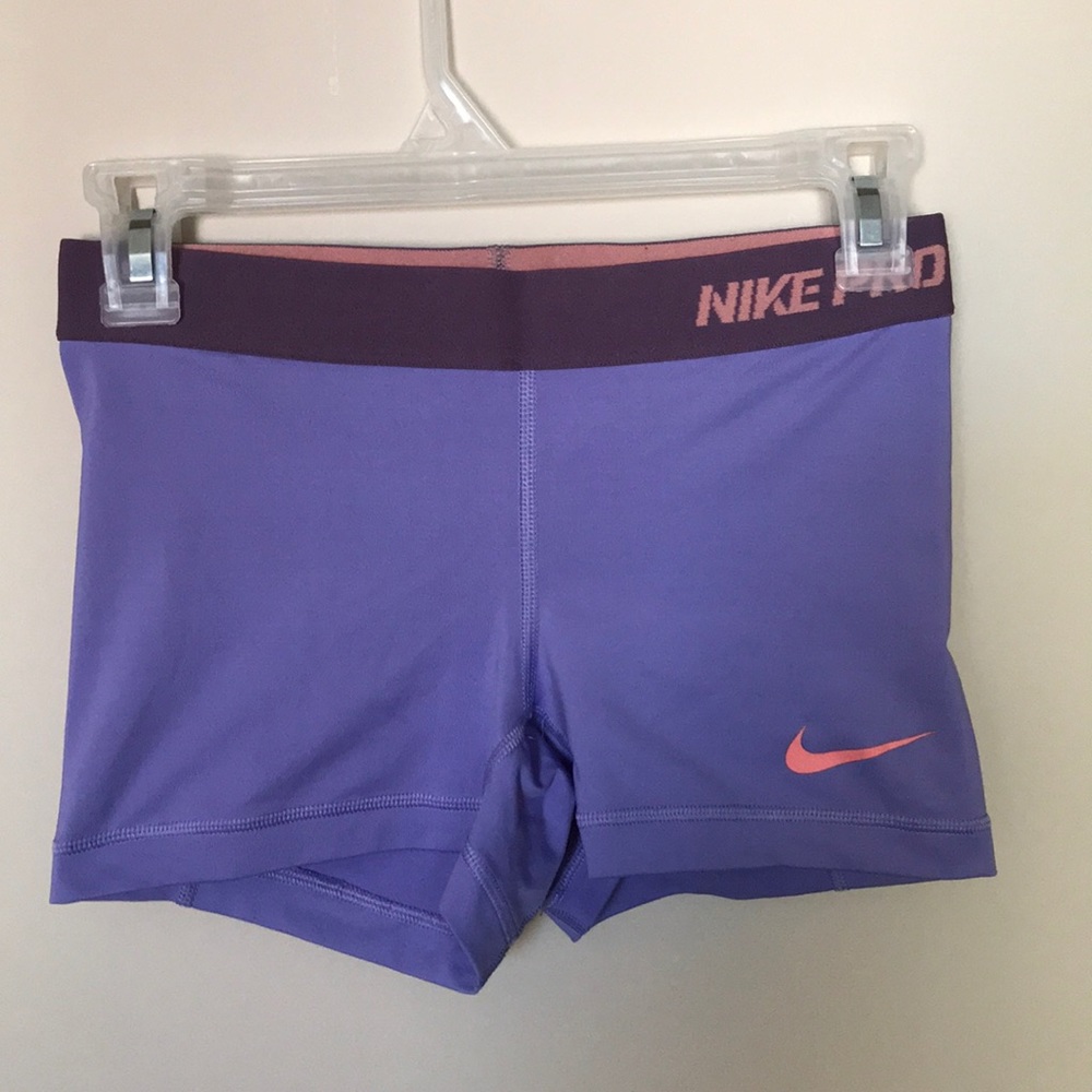 Purple and Pink Nike Pro Shorts